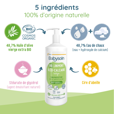 Liniment oléo-calcaire bébé 100% naturel et bio - 250 ml - les